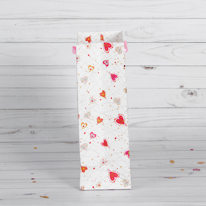 Пакет подарочный "Сердечки", люкс, 26 х 10 х 32 см