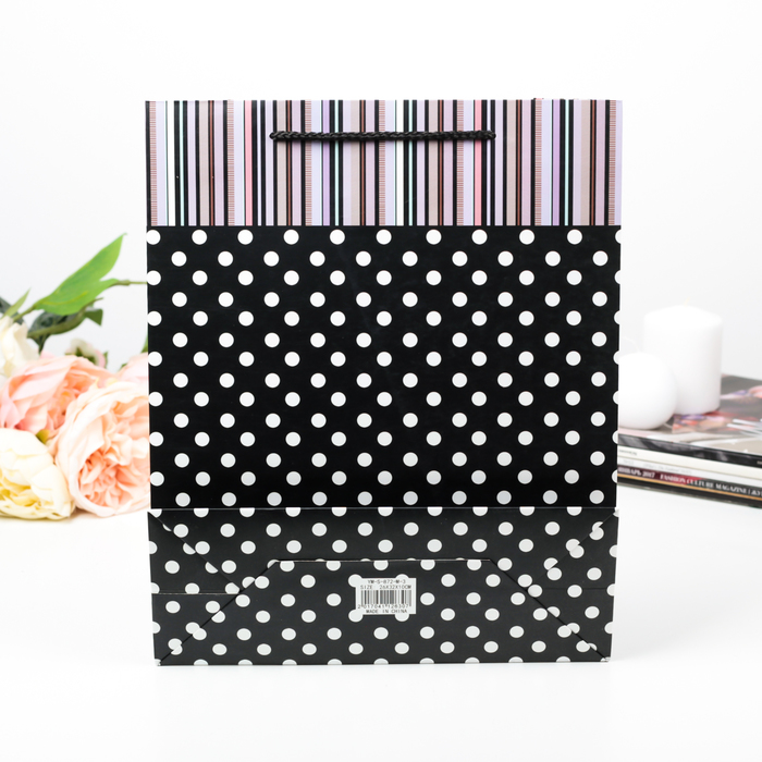 Пакет подарочный "Золотой горошек", люкс, МИКС, 26 х 10 х 32 см