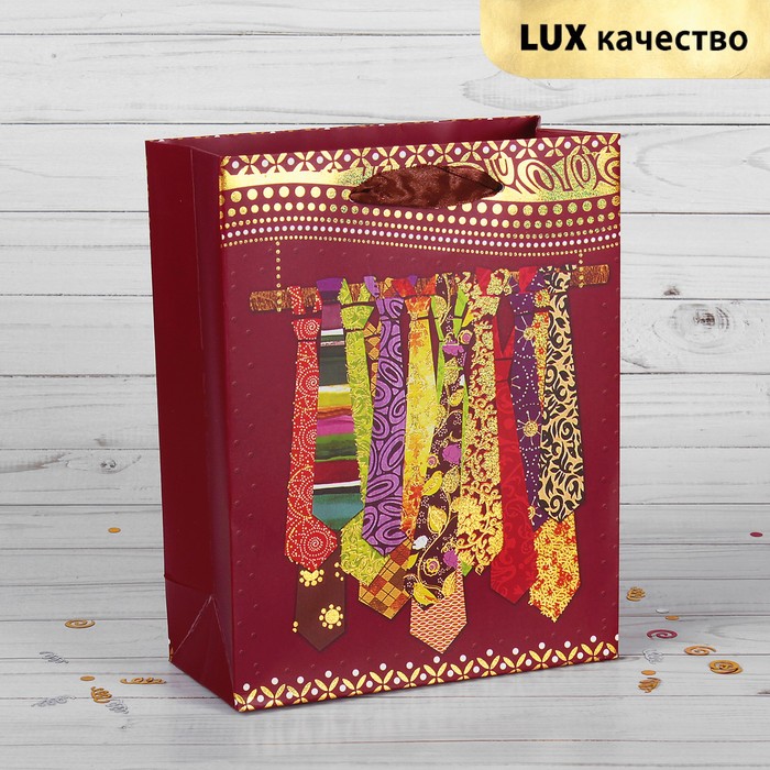 Пакет подарочный "Галстуки", люкс, 26 х 10 х 32 см
