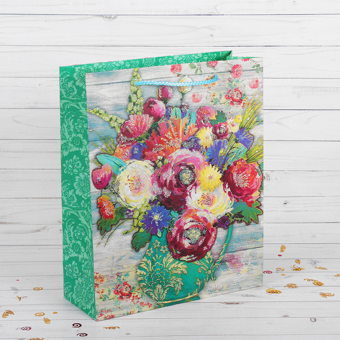 Пакет подарочный "Осенний букет", люкс, 26 х 10 х 32 см