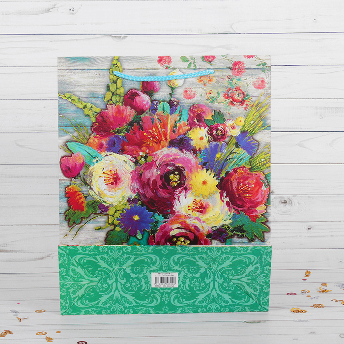 Пакет подарочный "Осенний букет", люкс, 26 х 10 х 32 см