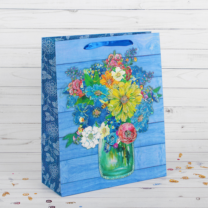 Пакет подарочный "Букет", люкс, 26 х 10 х 32 см