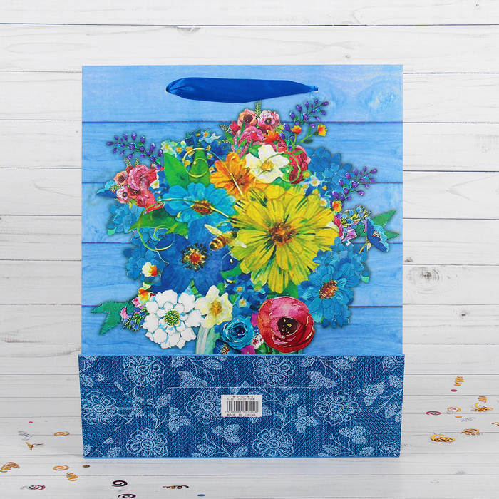 Пакет подарочный "Букет", люкс, 26 х 10 х 32 см