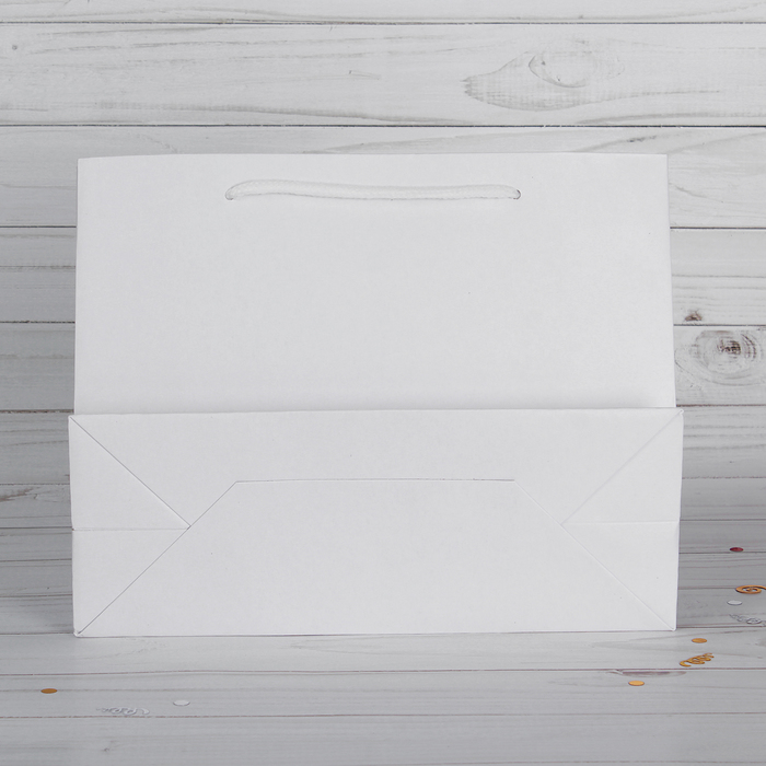 Пакет подарочный, белый, люкс, 49,5 х 15 х 37 см