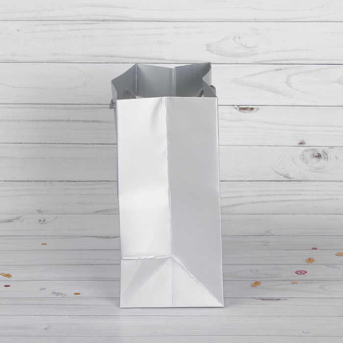 Пакет подарочный, серебристый, люкс, 49,5 х 15 х 37 см