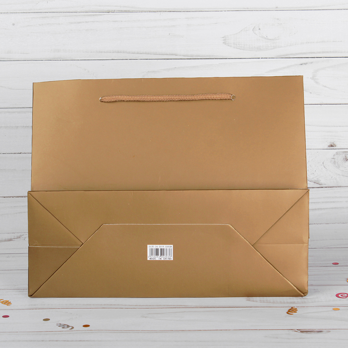 Пакет подарочный, золотой, люкс, 49,5 х 15 х 37 см