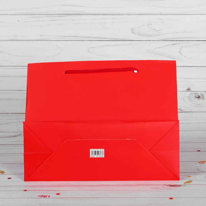 Пакет подарочный, красный, люкс, 37 х 9 х 25 см