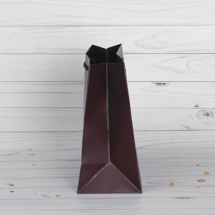 Пакет подарочный, коричневый, люкс, 24,5 х 9 х 19,5 см