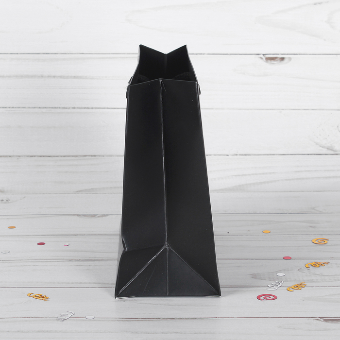 Пакет подарочный, чёрный, люкс, 15 х 7 х 14,5 см