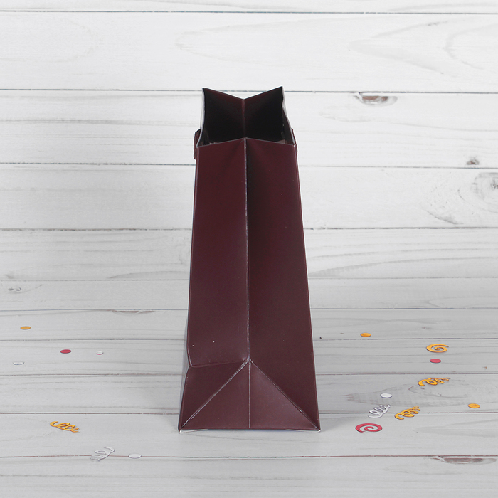 Пакет подарочный, коричневый, люкс, 15 х 7 х 14,5 см