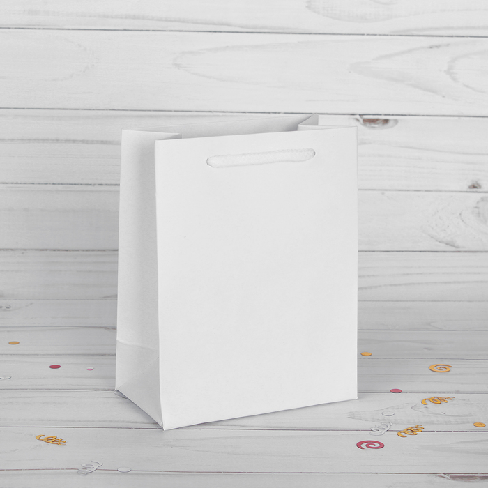Пакет подарочный, белый, люкс, 11 х 6 х 14 см