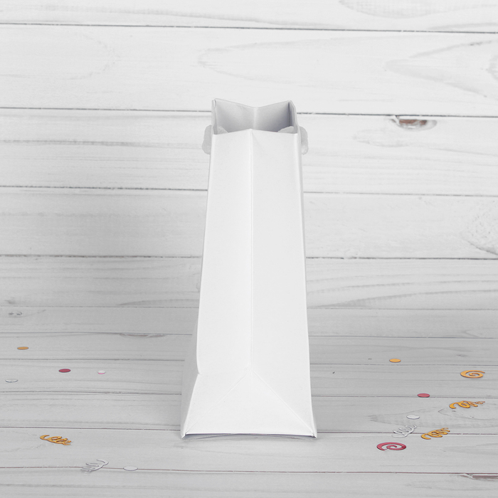 Пакет подарочный, белый, люкс, 11 х 6 х 14 см