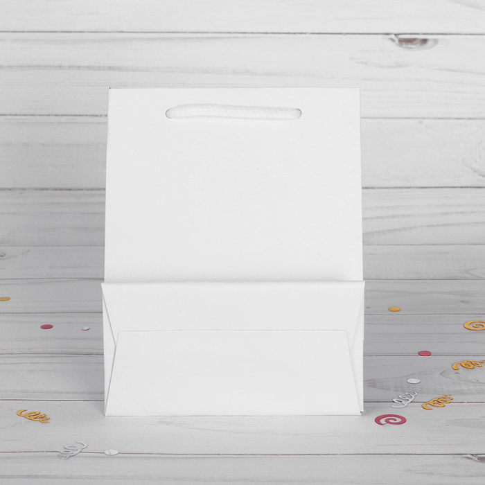 Пакет подарочный, белый, люкс, 11 х 6 х 14 см