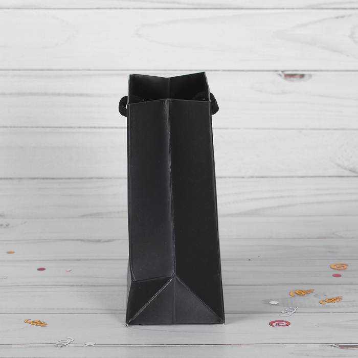 Пакет подарочный, чёрный, люкс, 11 х 6 х 14 см