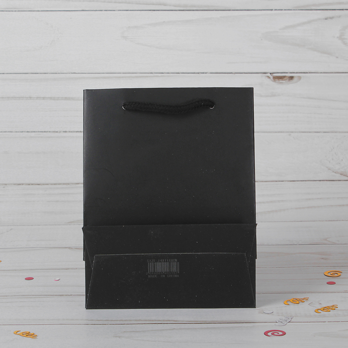 Пакет подарочный, чёрный, люкс, 11 х 6 х 14 см
