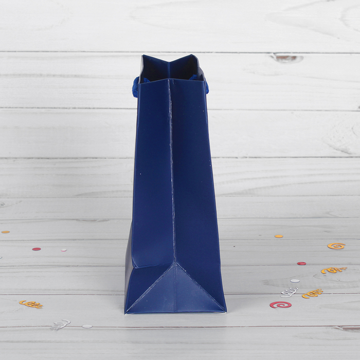 Пакет подарочный, синий, люкс, 11 х 6 х 14 см
