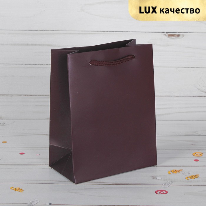 Пакет подарочный, коричневый, люкс, 11 х 6 х 14 см