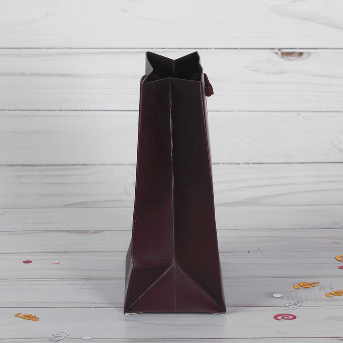 Пакет подарочный, коричневый, люкс, 11 х 6 х 14 см