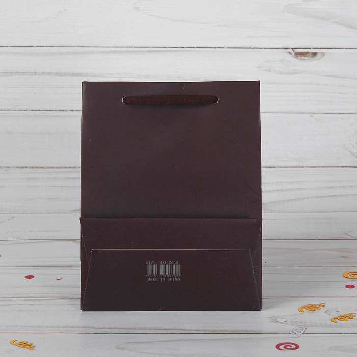 Пакет подарочный, коричневый, люкс, 11 х 6 х 14 см