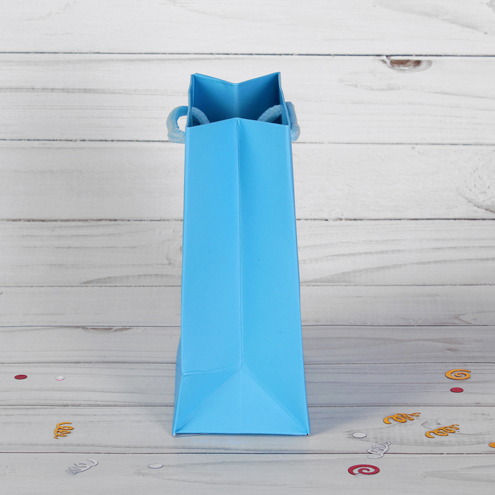 Пакет подарочный, голубой, люкс, 11 х 6 х 14 см