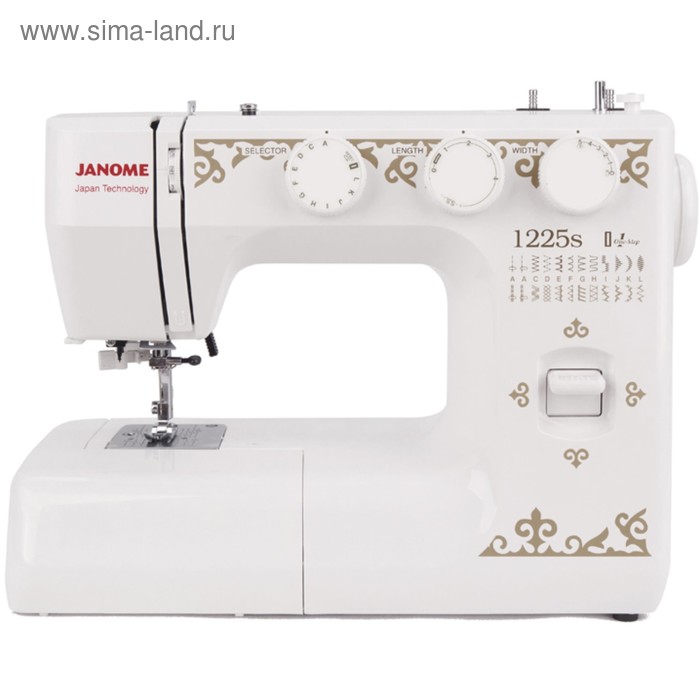 Швейная машина Janome 1225s, 60 Вт, 25 операций, автомат, белая