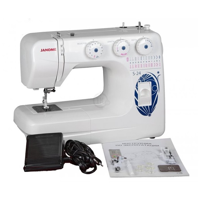 Швейная машина Janome S-24, 24 операций, обметочная, потайная, эластичная строчка