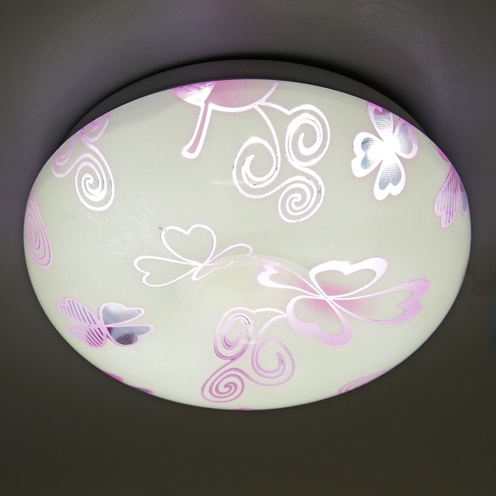 Светильник светодиодный "Клевер" 16W LED 4000K (розовый свет) 25x25x7см