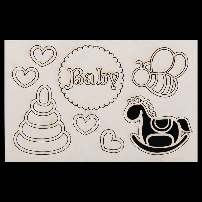 Чипборд картон "Baby игрушки" №3,  14,5х9,2х0,1 см