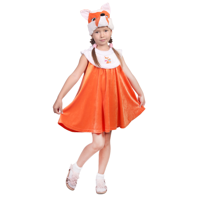 Костюм "Лисонька" шапка, сарафан, размер 28 рост 98-104