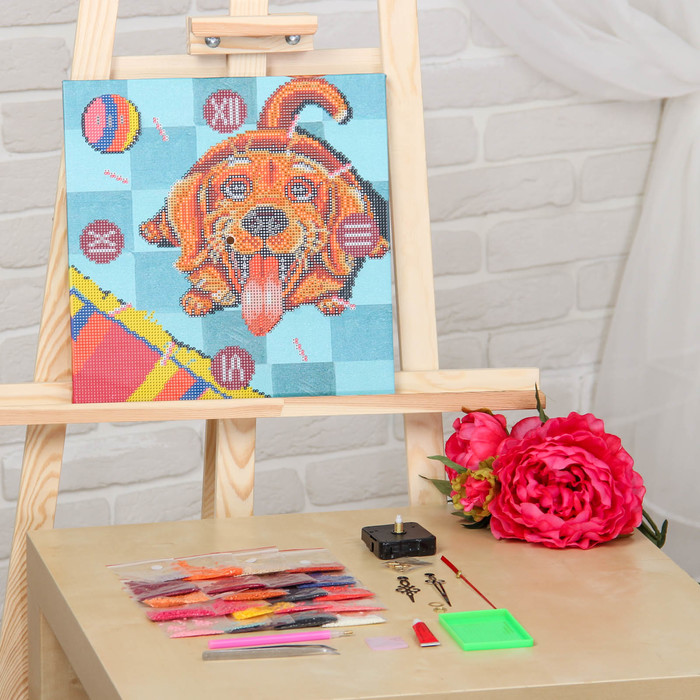 Алмазные часы "Счастливый пес" 7303006