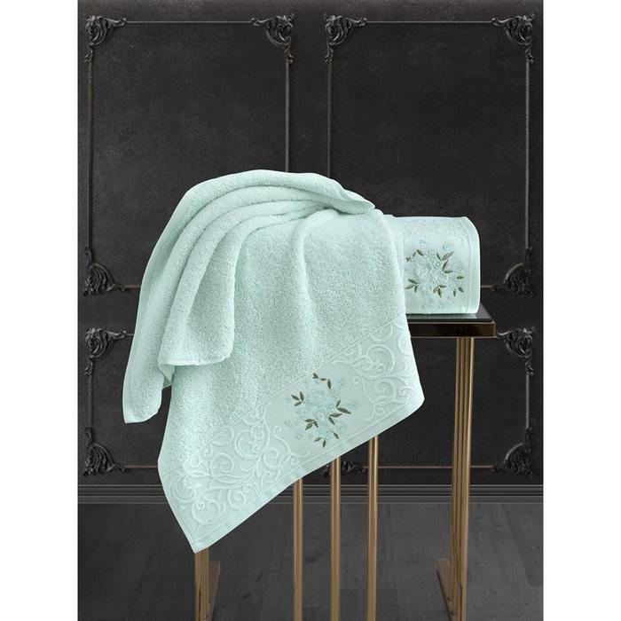 Комплект махровых полотенец Viola: 50х90 см-1 шт, 70х140 см-1 шт, светло-зелёный