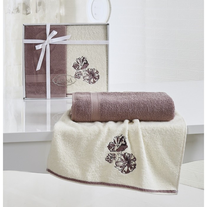 Комплект махровых полотенец Rodos: 50х90 см-1 шт, 70х140 см-1 шт, грязно-розовый