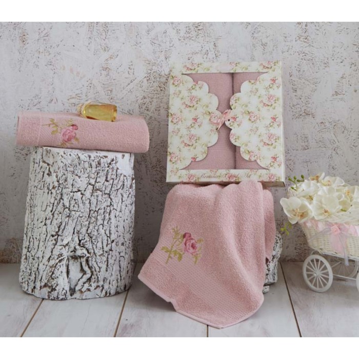 Комплект махровых полотенец Romans: 50х90 см-1 шт, 70х140 см-1 шт, пудра