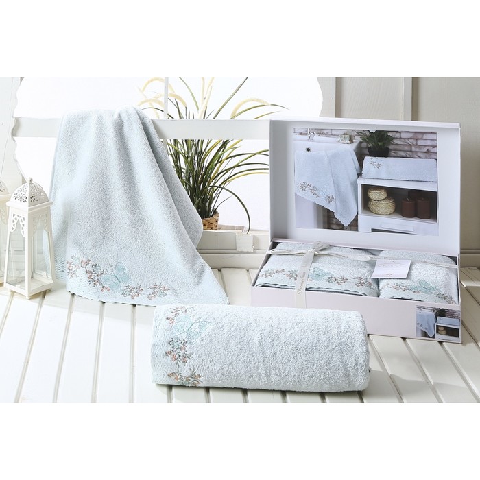 Комплект махровых полотенец Lavore: 50х90 см-1 шт, 70х140 см-1 шт, ментол