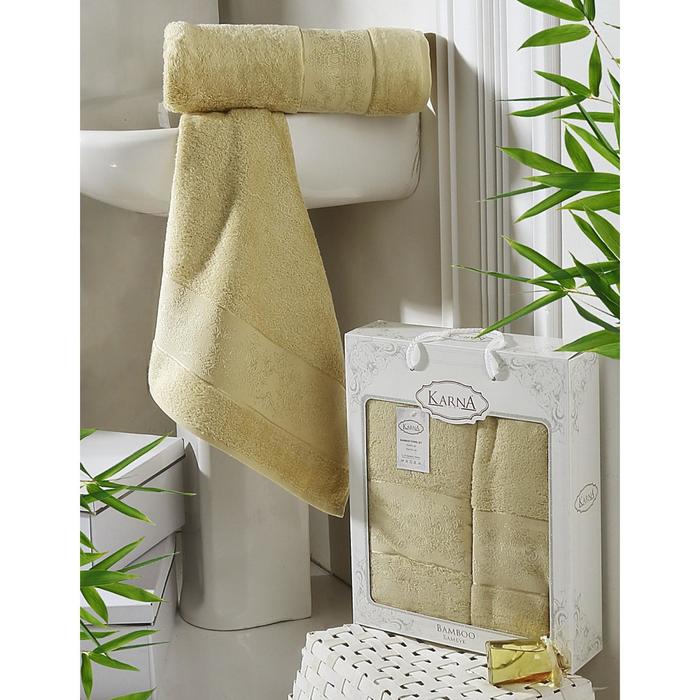 Комплект махровых полотенец Pandora: 50х90 см-1 шт, 70х140 см-1 шт, золотистый