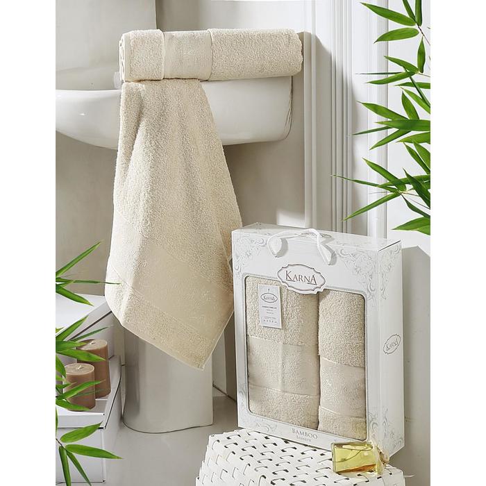 Комплект махровых полотенец Pandora: 50х90 см-1 шт, 70х140 см-1 шт, бежевый
