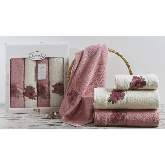 Комплект махровых полотенец Orkide: 50х90 см-2 шт, 70х140 см-2 шт, розовый