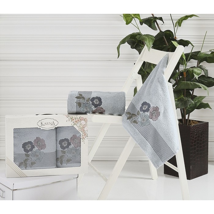 Комплект махровых полотенец Sandy: 50х90 см-1 шт, 70х140 см-1 шт, стоне