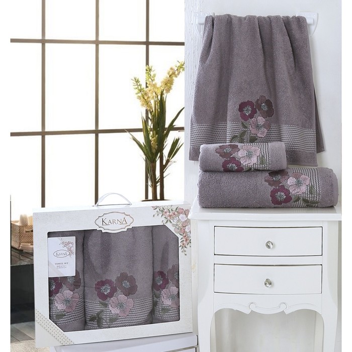 Комплект махровых полотенец Sandy: 50х90 см-2 шт, 70х140 см-1 шт, стоне