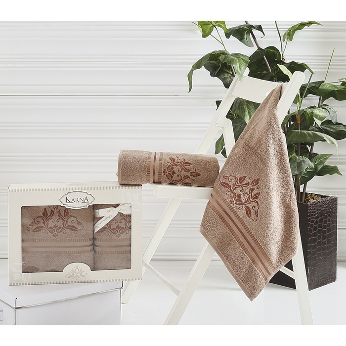 Комплект махровых полотенец Agra: 50х90 см-1шт, 70х140 см-1 шт, коричневый