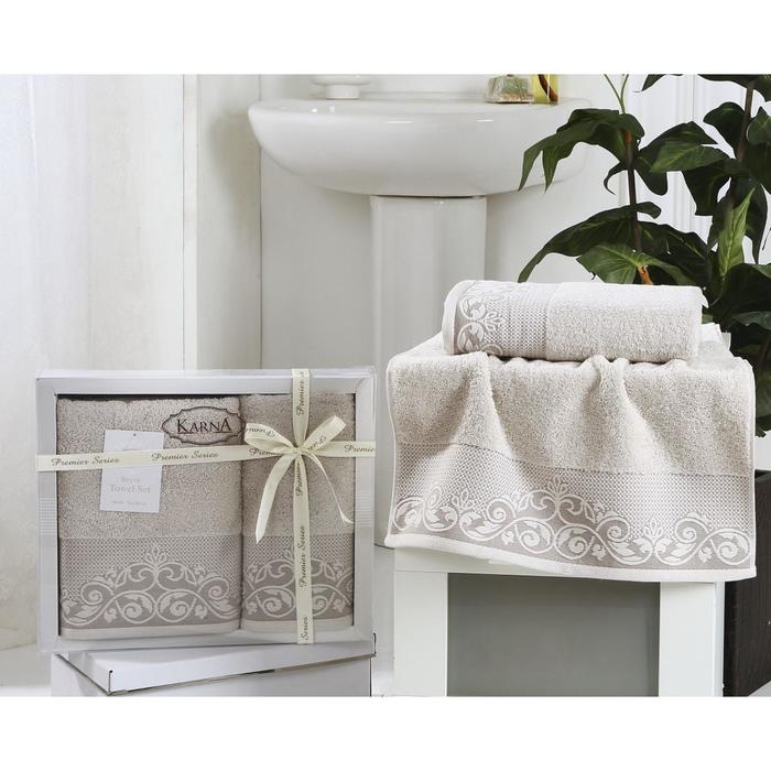 Комплект махровых полотенец Beyza: 50х90 см-1 шт, 70х140 см-1 шт, стоне