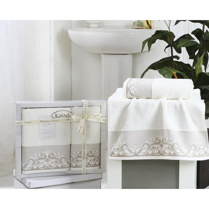 Комплект махровых полотенец Beyza: 50х90 см-1 шт, 70х140 см-1 шт, кремовый