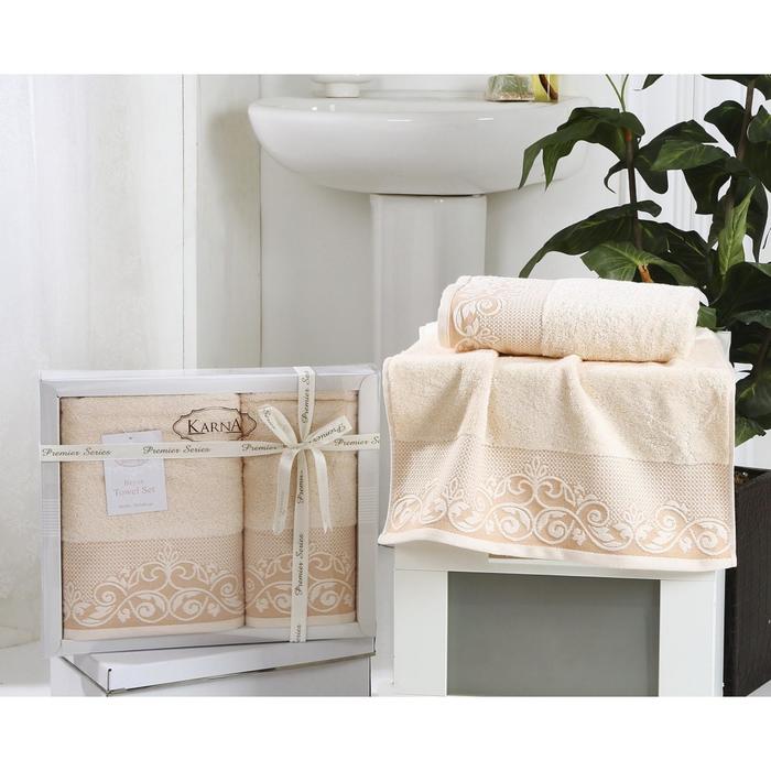 Комплект махровых полотенец Beyza: 50х90 см-1 шт, 70х140 см-1 шт, абрикосовый