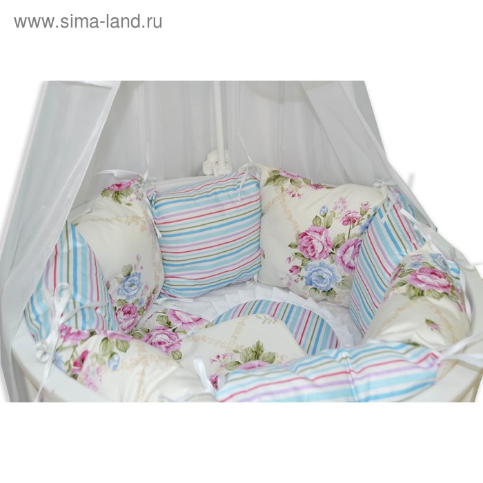 Комплект для круглой кроватки «Цветочная поляна», 22 предметов