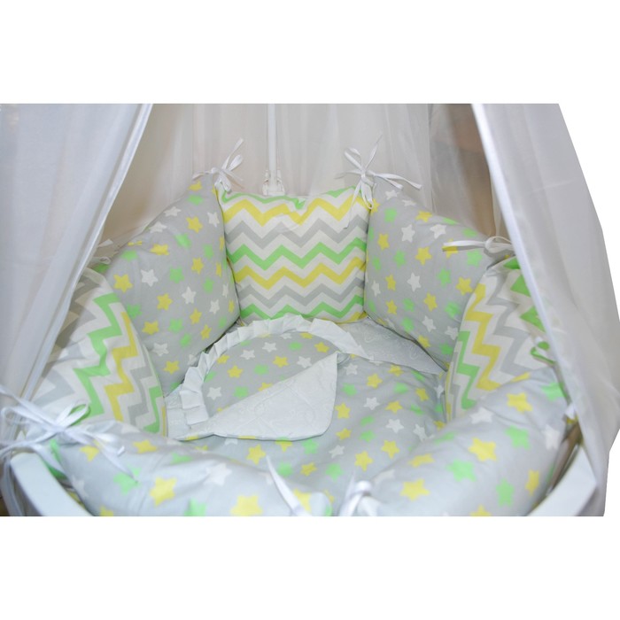 Комплект в круглую кроватку «Лимонные звёзды», 22 предмета