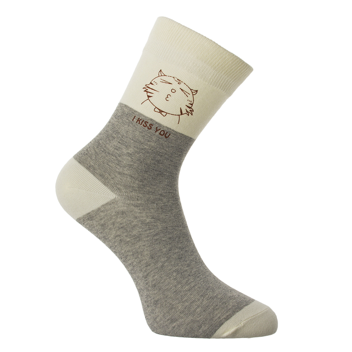 Носки женские "Я целую тебя", цвет серый, размер 36-39