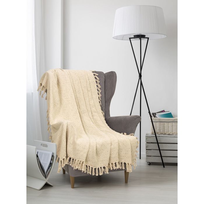 Плед-покрывало САНДАЛ св-беж, 160х220 см, хлопок 330 гр/м