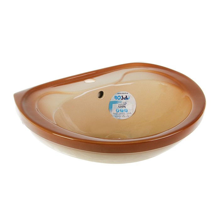 Умывальник Rosa "Лира", с отверстием под смеситель, 470х540 мм, коричневый