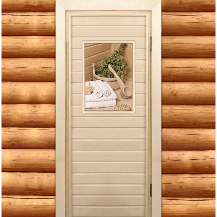 Дверь для бани и сауны "В баньке", 170х70см