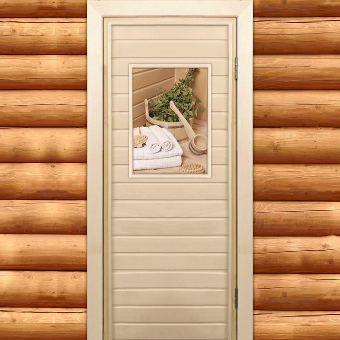 Дверь для бани и сауны "В баньке ", 180х70см